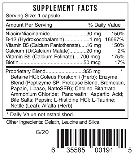 Systemic Formulas DB12 Digest VIT. B12 - Digestives + Vitamin B12. B12 Formula with Enhanced B12 Absorption.