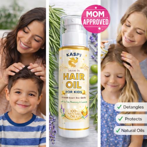 Natural Lice Prevention and Repellent Hair Oil Spray for Kids Hair – Made with Essential Oils, Detangles and Conditions - Tea Tree, Rosemary, and Lavender Oils by Kaspi