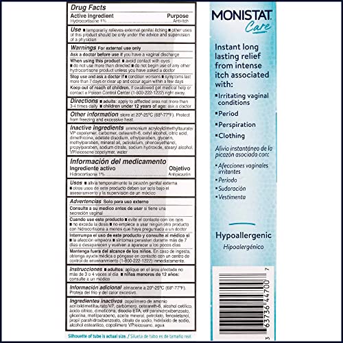 Monistat Instant Itch Relief Cream for Women, Fragrance-Free, 1 Oz, 2 Pk Pack of 2