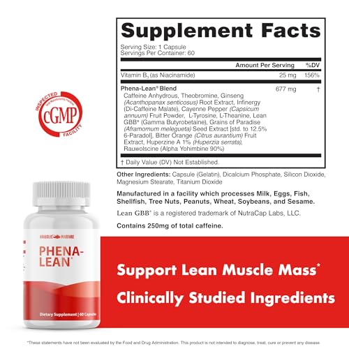 Anabolic Warfare Phena-Lean Premier Supplement from Thermogenic Body Composition Supplement – Fuel Your Fire, Promote Energy, Increase Focus* - 60 Capsules.