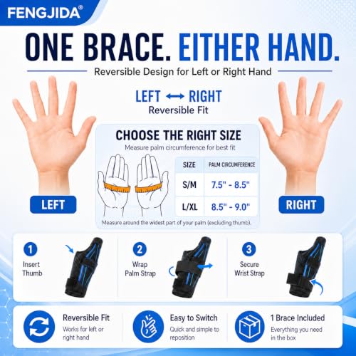 Thumb Brace for Arthritis, Trigger Thumb Splint, De Quervain Wrist Support Blue L/XL