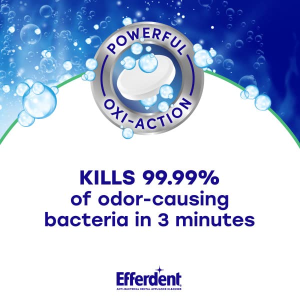 efferdent Retainer & Denture Cleaner, Minty Fresh & Clean Oxi-Action Tablets, Daily Cleanser Dissolves Stains, Removes Odors, Freshens Dental Appliances, 90 Count (Pack of 2) 90 Count (Pack of 2)