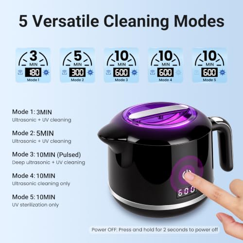 Ultrasonic Retainer Cleaner Machine, 42dB Dental Cleaning Pod for Denture