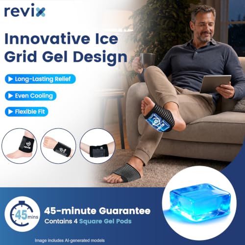 REVIX Foot Ice Pack Wrap for Plantar Fasciitis, 45-Min Cold Therapy 2 Packs