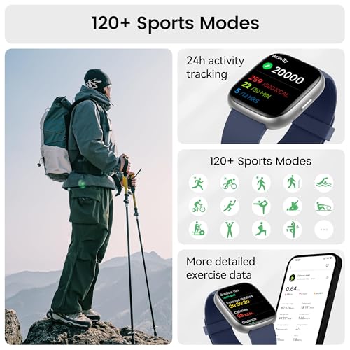 Smart Watch with Alexa Built-in, 1.83" HD Bluetooth Calling Fitness Tracker Blue