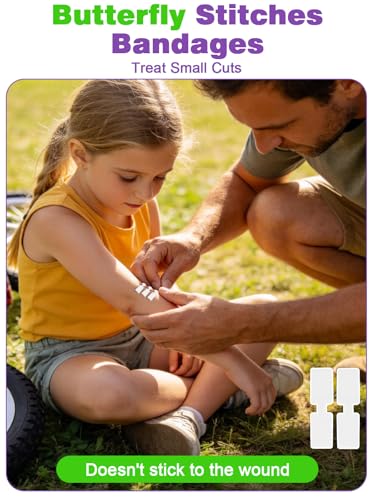 30 Pack Butterfly Bandages for Wound Closure, Upgraded Reversible Adjustment Wound Closure Strips, 3 Types Emergency Laceration Closure Kit for Pain-Free Bleeding Control & Stitchless Healing