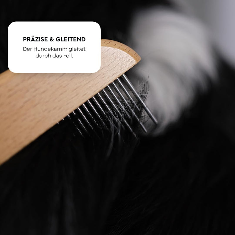heybruno dog comb with rotating metal teeth, for long-haired and large dogs, made of wood - BeesActive Australia