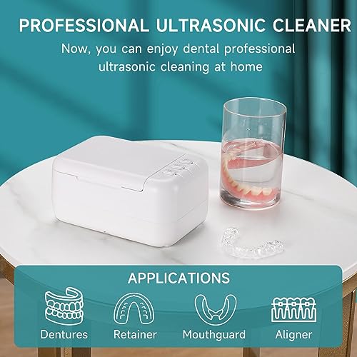 46kHz Ultrasonic Cleaner Machine Pro for Retainer, Dentures, Mouth Guard, Aligner, Whitening Trays and More