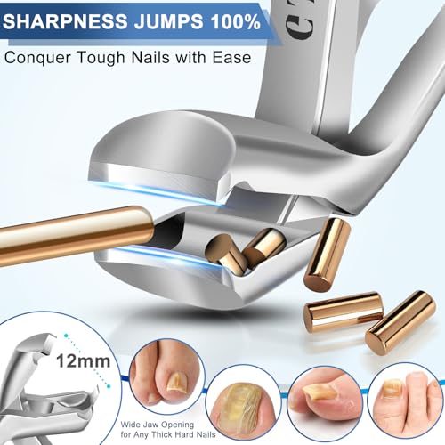 Toenail Clippers for Thick Nails for Seniors, 3-Pack Sliver 4pcs