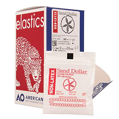 American Orthodontics Sand Dollar Elastics, 1/4 in, 4.5 oz, Non Latex 1/4" Medium, 4.5 Oz