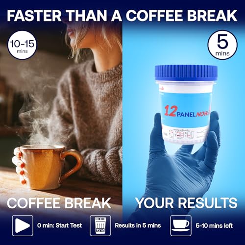 8 Panel Home Drug Test Kit - Reliable Urine Drug Test Cups with Built in Temperature Strip for Trusted Accuracy - Detects AMP, BUP, BZO, COC, MAMP, OPI, OXY, THC - [5 Pack] - 12 Panel Now 5 Pack