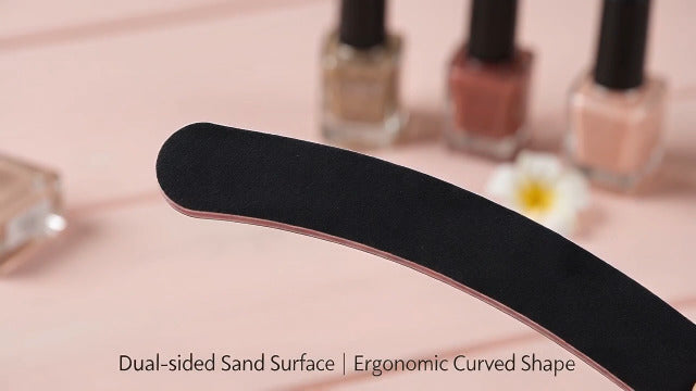 10PCS Curved Professional Washable Nail Buffering Files Rounded End Manicure Pedicure Tool Double Sided Emery Board 100/180 Grit Nail Art Care Buffing Buffer Sanding Files
