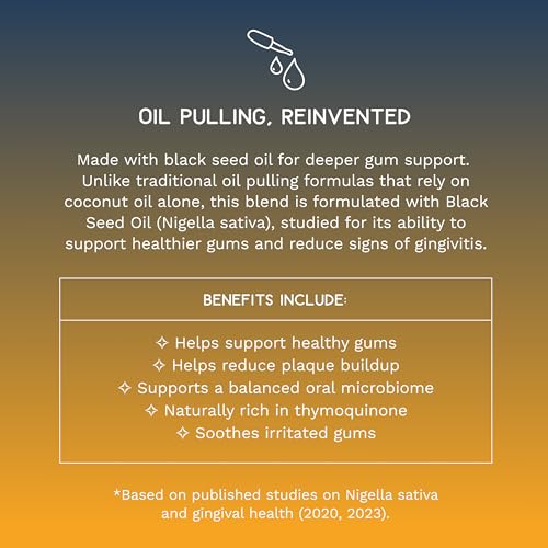 Shwally Black Seed, Coconut & Peppermint Pulling Oil - A True Natural Pulling Oil for Whiter Teeth, Fresher Breath & Happier Gums - Alcohol & Fluoride-Free, 8 Oz, Concentrated Pulling Oil - Peppermint, Black Seed & Clove 8 Fl Oz (Pack of 1)