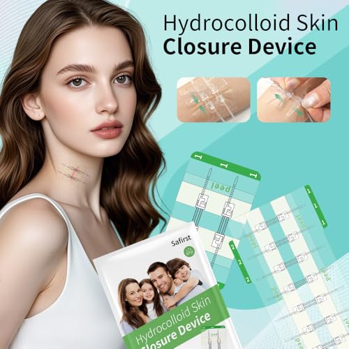 Hydrocolloid Wound Zipper Wound Closure Strips Zip Stitch Sutures Butterfly Bandaids Emergency Laceration Closure Kit for Lacerations Incisions Cuts（5x7cm）