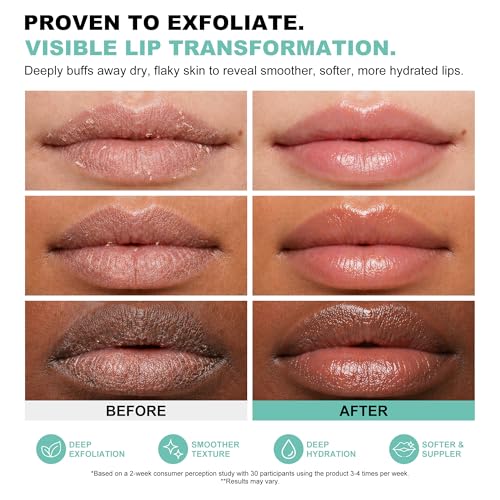 Cooling Mint Lip Scrub – Deep Exfoliating Sugar Polish with Aloe, Jojoba Oil & Vitamin E – Smooths Rough Lips & Revives Dull Texture, Lightweight Finish – Vegan & Cruelty-Free Refreshing Mint 0.88 Ounce (Pack of 1)