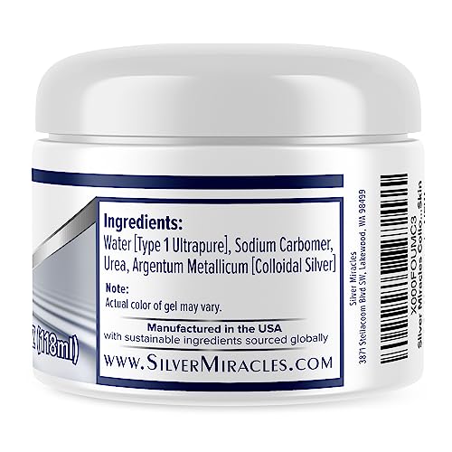 Silver Miracles Colloidal Silver Gel - Nano Silver Gel Wound Care - Healing Ointment for Burns & Irritated Skin - 4 Oz Unscented - Two Pack Unflavored 4 Ounce (Pack of 2)