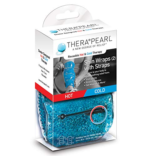 TheraPearl-14074 Color Changing Shin Wraps, Reusable Hot Cold Therapy with Gel Beads, Two Packs for Shin Splints, Best Ice Pack for Runners, Flexible Hot and Cold Compress for Pain Relief & Swelling