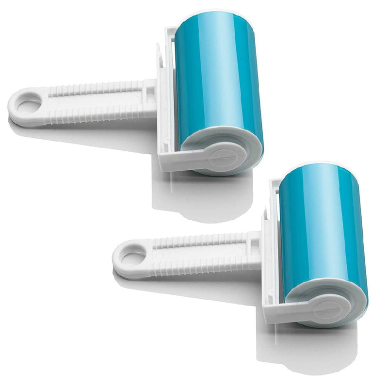 JZK 2X Blue Sticky Roller Lint Roller Suck Dust Hair Lint Clothes Wool Dust Fluff Animal Hair, Washable Reusable