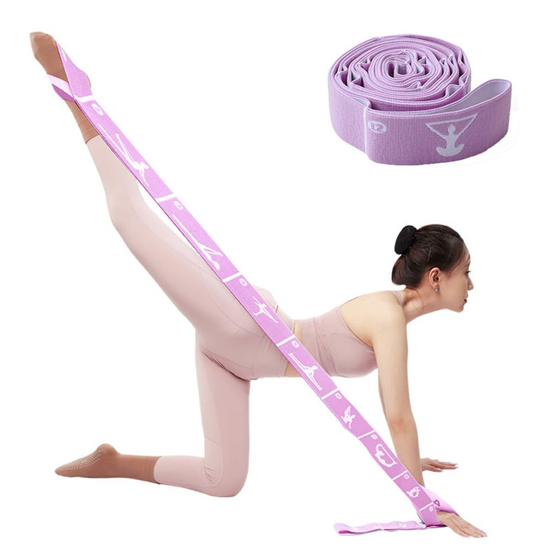Multi-Functional Slimming Resistance Bands Yoga Straps Elastic Stretching Band 10/12 Loops for Pilates, Latin Training, Dance, Gymnastics, Fitness, Ballet and Physical Therapy Purple 12 Grids