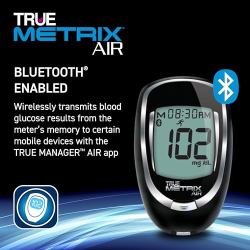 TRUE METRIX AIR Meter Kit, Glucose Monitor, Supplies, Log Book, Solution AIR Starter Kit