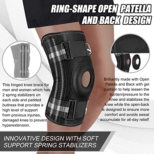 NEENCA Professional Knee Brace for Knee Pain, Knee Support with Side Spring Stabilizers, Stability and Support for Arthritis, Meniscus Tear, ACL,PCL, Runner, Sports, Knee Pain Relief X-Large Black