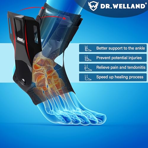 Ankle Brace with Side Stabilizers -Adjustable Ankle Support for Sprains, Sports Injuries, Plantar Fasciitis, Injury Recovery, Ankle Support for Running, Basketball, Volleyball (X-Large) X-Large
