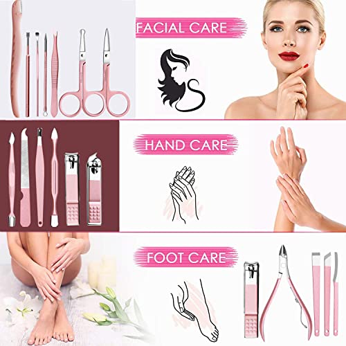 Manicure Sets For Women Gift Manicure set Prosesional, Nail Clippers Manicure Kit Pedicure Kit 18 in 1 Aceoce Luxury Manicure Pedicure Set kit Travel Gifts Choice for Women Mother Men Rose Gloden