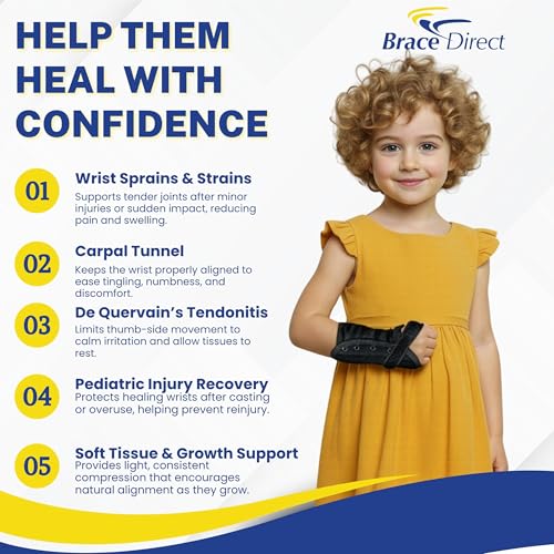 Brace Direct Kids Wrist Brace, Pediatric Lace-Up Splint for Carpal Tunnel Right