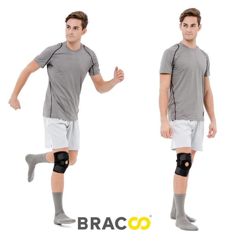 Bracoo Knee Support Brace for Men Women, Adjustable Compression Sleeve Wrap Patellar Pad Tendon - Arthritis Pain, meniscus tear, Injury Recovery, Running, Workout, KS10 Black 1 Count (Pack of 1) - BeesActive Australia