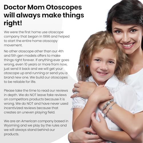 5th Gen Dr Mom Professional Otoscope - Full-Size with Our Largest Lens, Complete with Batteries and Hard Travel Case 1 Count (Pack of 1)