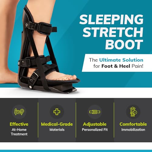 BraceAbility Sleeping Stretch Boot - Plantar Fasciitis Night Foot Splint Adjustable Achilles Tendonitis Brace for Fascia, Tendon and Calf Stretching, Heel and Bone Spur or Arch Pain Treatment (Large) Large