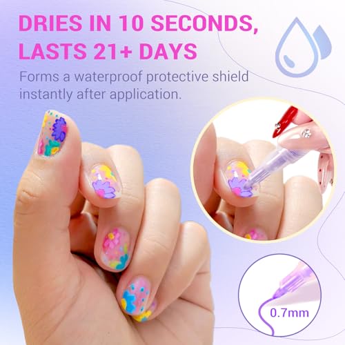 12 Color Nail Art Pens, 3D 0.7 MM Nail Polish Pens Set Drawing Painting Point Liner Acrylic Painted Pen Kit, Waterproof and Quick-drying Nail for DIY Nails Art Design Manicure Tools MulticolorG