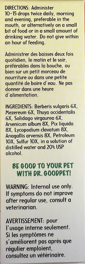 Dr. Goodpet Scratch Free for Dogs & Cats – Natural Itch Relief Drops for Hot Spots, Allergies, Flea Bites & Dry Skin – Helps Stop Scratching & Skin Irritation – 1 oz Liquid