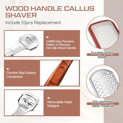 Moxweyeni 3 Pcs Foot File Callus Remover, 304 Steel, Set C, Brown