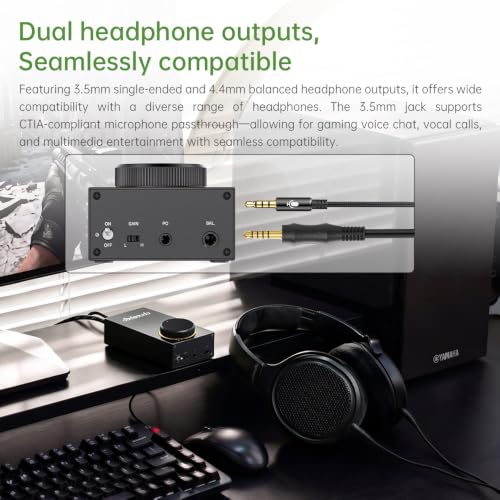FiiO JadeAudio GIGAS 1 Desktop Headphone Amplifier, 4600mW High-Power Balanced Output, Class AB Discrete Circuit, 4.4mm & 3.5mm Amp for Planar & High-Impedance Headphones (Black) Black