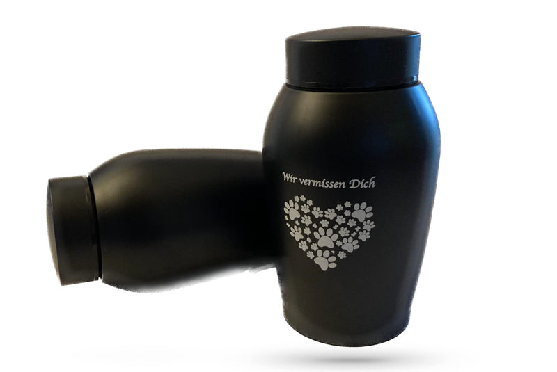 Petpets® Animal Urn/Memorial Urn 500 ml We miss you dog, cat, black, stainless steel, cremation, memorial, urn grave ashes, keepsake - BeesActive Australia