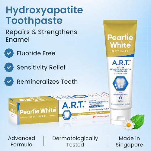 Pearlie White Active Remineralization Fluoride Free Toothpaste - 3.8oz/110gm - Remineralizing Toothpaste for Tooth Enamel Repair - Helps Remove Stains - Contains Hydroxyapatite and Xylitol - Pack of 2 1.9 Ounce (Pack of 2)