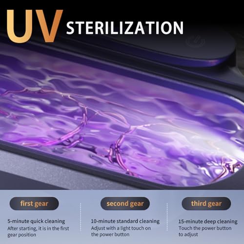Ultrasonic Retainer Cleaner Machine, 48kHz 420ML Jewelry Cleaner with Purple lamp care & Mirror, 3 Modes for Toothbrush Heads,Dentures, Eyeglasses, Ornament, Efficient 360° Deep Cleaning (White) White