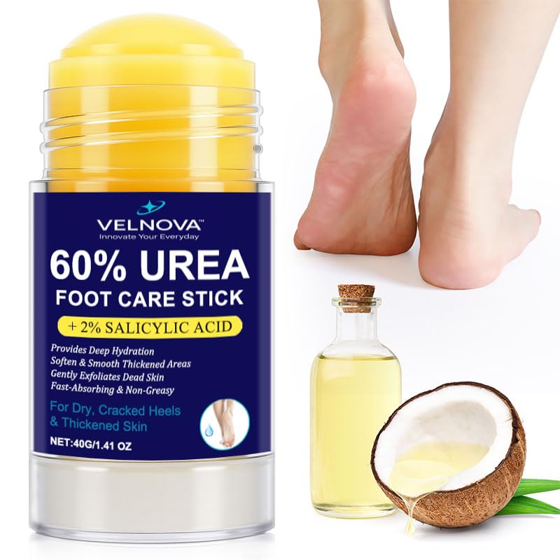 60% Urea Foot Care Stick with 2% Salicylic Acid – Maximum Strength Callus Remover & Foot Cream for Dry Cracked Heels – Exfoliating Moisturizer, Non-Greasy – 1.41 oz