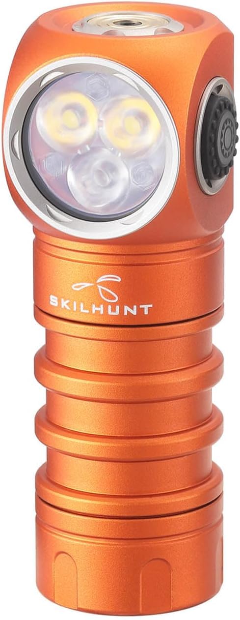 SKILHUNT H200 Mini Headlamp Flashlight,1600 lumens USB Magnetic Rechargeable LED Headlamp,Hands-Free Reliable Angle Ligh for Running Camping Hiking Caving (Orange, H200 Mini 6500K Cool White) Orange - BeesActive Australia