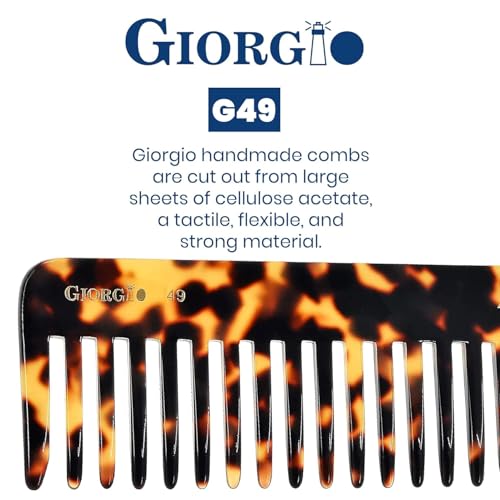 Giorgio G49 Yellow Tokio Large Wide Tooth Detangler Comb for Thick/Curly/Wavy Hair,Detangler Comb for Wet/Dry Use. Handmade of Quality Cellulose, Saw-Cut, Hand Polished 2 Pack Tokyo