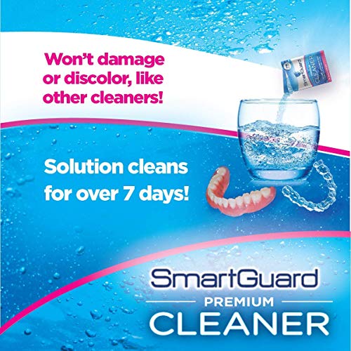 SmartGuard Premium Cleaner Crystals & Cleaning Case -(110 Cleanings)- Removes Stain, Plaque, & Bad Odor from Clear Braces, Dentures, Night Guards, Mouth Guard, & Retainers. 11 Piece Set