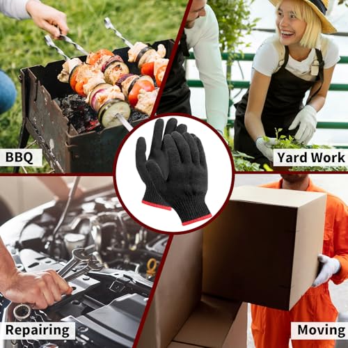 12 Pairs Black Gloves Men Women, Cooking Gloves for BBQ, Cooking, Grilling, Oven, Heat Resistant, Mechanics, Welding, Gardening Field Dressing Safty Work Gloves Bulk, Medium M(12 Pairs)