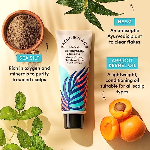 Fable & Mane Cooling Scalp Mud Mask, Soothes Itchiness and irritation. Treatment to Purify the Scalp with Ayurvedic Neem