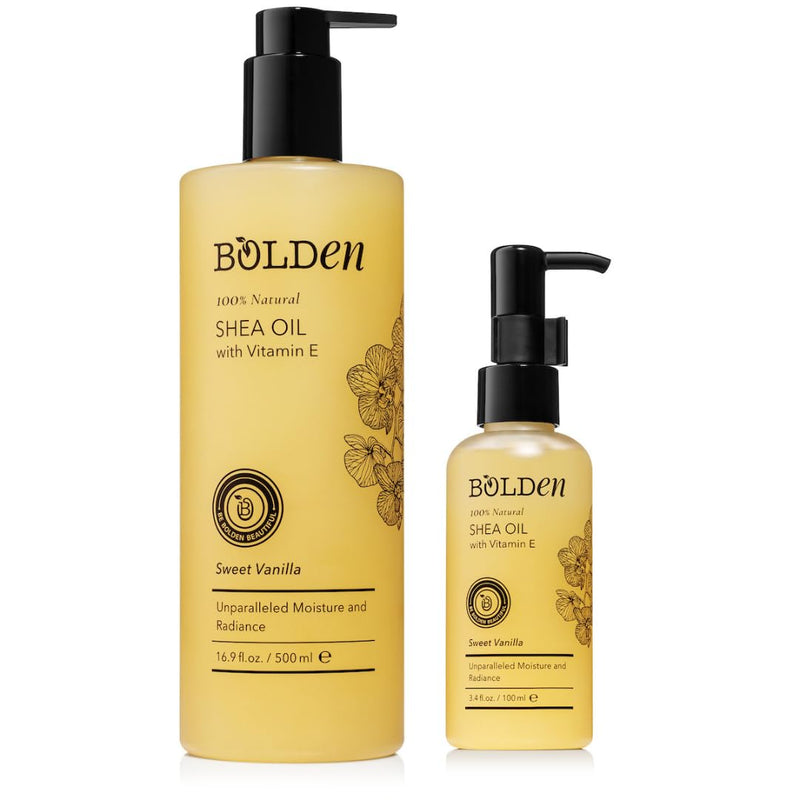 BOLDEN Sweet Vanilla Shea Body Oil with Vitamin E | Stretch Mark Pregnancy Care | 100% Natural Moisture Shea Oil | Lightweight After Shower Body Oil |16.9 Fl Oz 16.9 Fl Oz (Pack of 1)