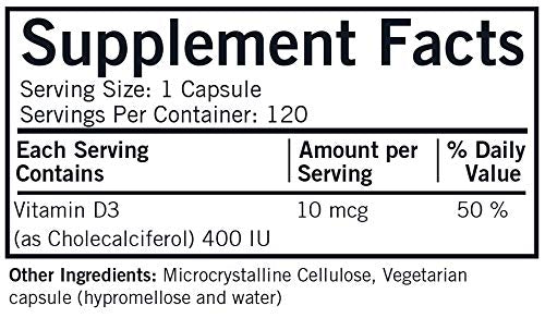 Vitamin D-3 400 IU Capsules - Hypo, 120 Capsules