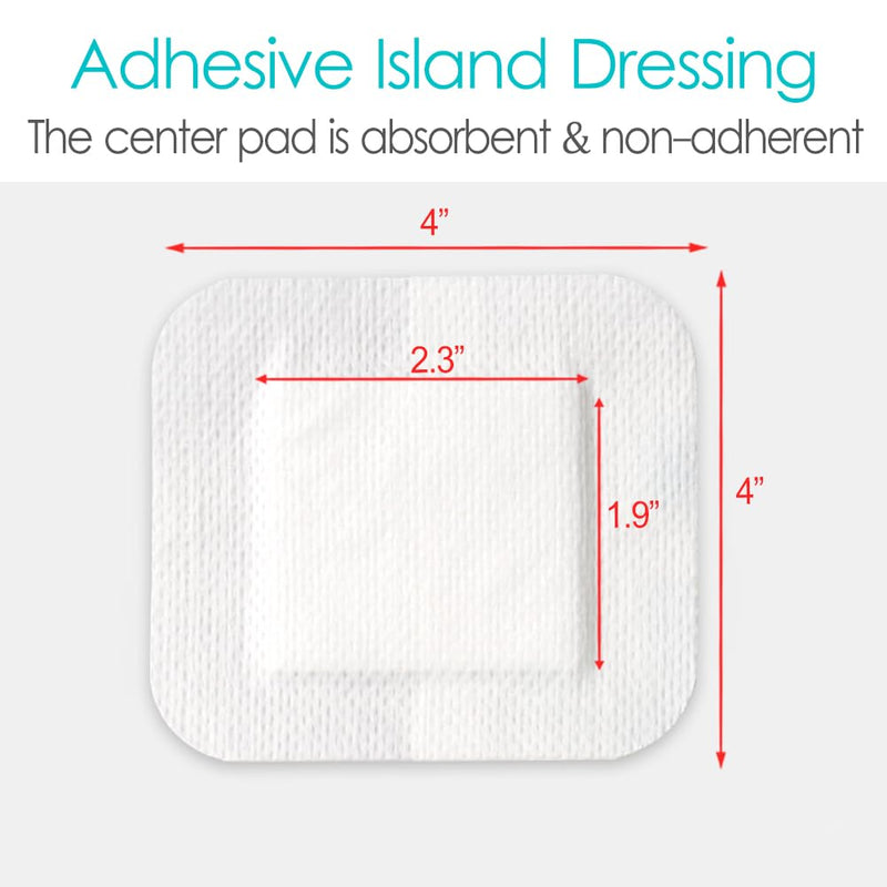 Island Wound Dressing for Arm Shoulder Small Wounds Abrasions Surgical Incisions Breathable Bordered Guaze Pads Adhesive Bandage with No Glue on The Center 4x4 Inch Pack of 40 - BeesActive Australia