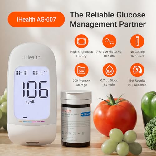 iHealth Acacia AG-607 Blood Glucose Monitor Kit, 100 Strips & Lancets