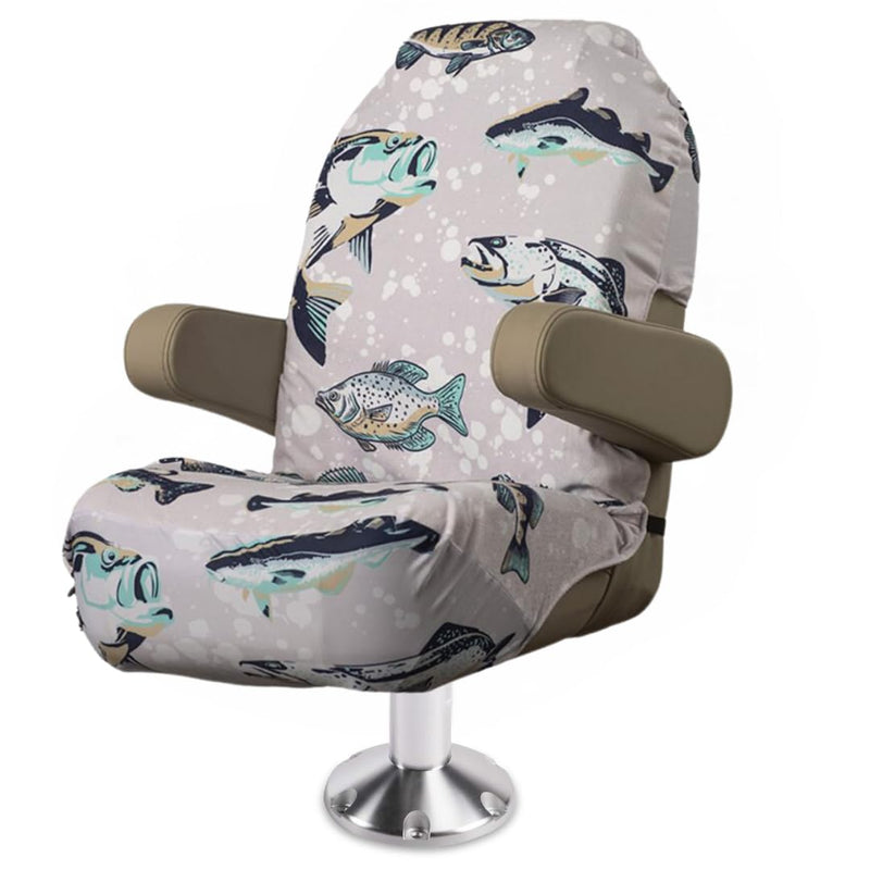 Pontoon Boat Seat Cover Microfiber, Quick-Dry, Universal Fit, Stylish Fish Design (Baiting Bass), PB01BBG - BeesActive Australia