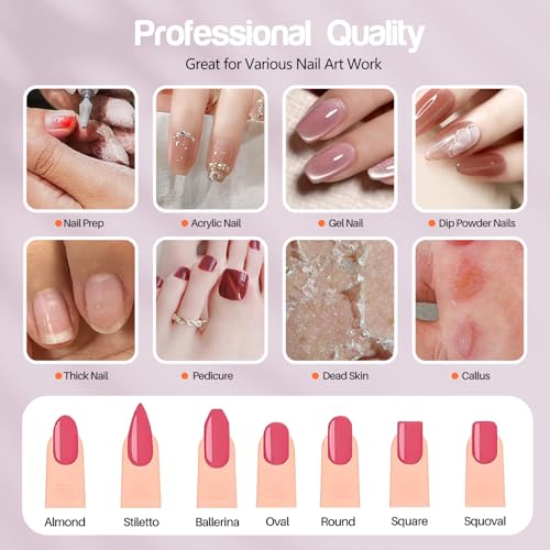 Droyek Electric Nail Drill Machine Nail Drill Electric File Nail File Kit for Beginners Acrylic Gel Nails Manicure Pedicure Polishing Shape Tool with 8 Bits Gel Nails and Home Salon Use A-pink